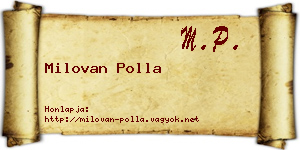 Milovan Polla névjegykártya